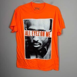 2PAC | NEW Bright Orange All Eyez On Me Graphic T-Shirt Unisex Size Medium